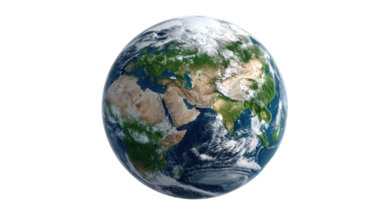 Planet Earth: A stunning, high-definition image showcases our planet earth. The image highlights continents, oceans, and atmospheric features. Perfect for illustrating concepts related to geography.