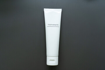 Toothpaste on Dark Background for Dental Care Concept with copy space. dental hygiene, oral health,...