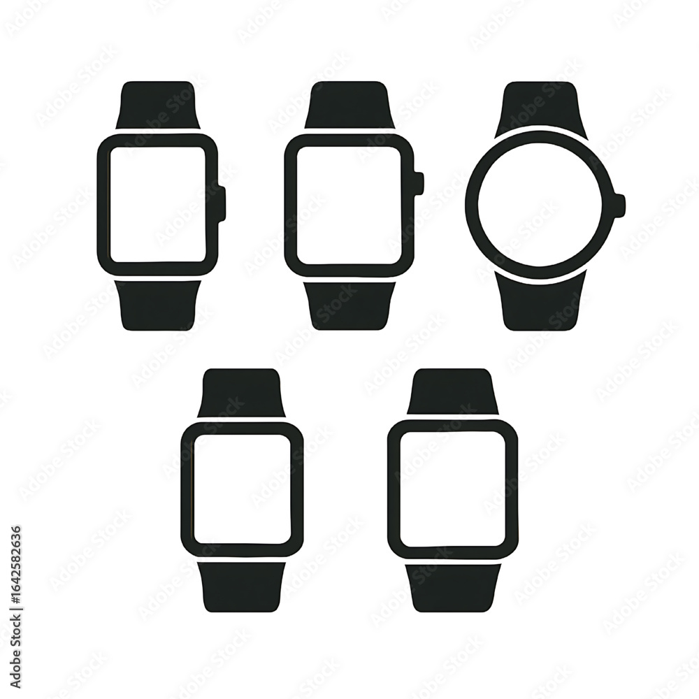 Aufkleber set of smartwatch icons in solid and outline styles. vector illustration of a modern wearable techno