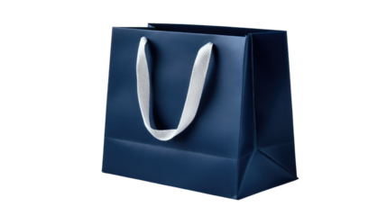 Sleek Navy Gift Bag: Captivating a sophisticated navy gift bag with pristine white handles, offering a sense of anticipation, perfect for presenting cherished items and making special occasions.