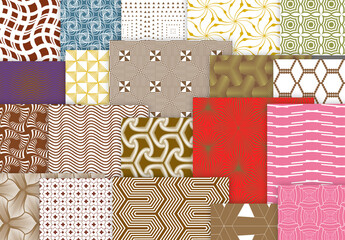 Seamles Simple Geometric Patters Bright Colored