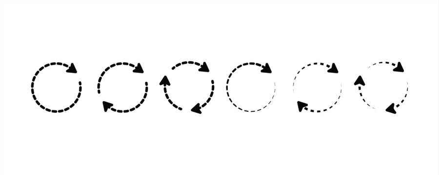 Cyclic rotation icon set. Repetition or renewal symbol. Recycle sign on a white background. Vector illustration