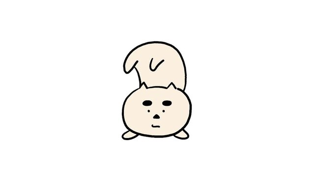 cute funny cat character flex his body
