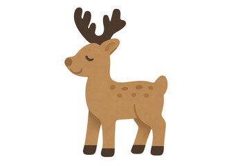 Fototapeta premium Cute cartoon reindeer smiling on transparent background