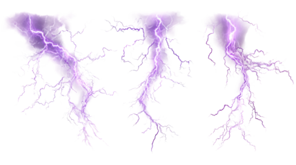 Purple lightning bolts and electric arcs PNG file