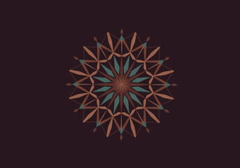 Geometric Mandala Design with Earthy Tones and Teal Accents.