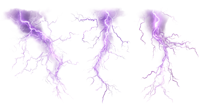 Purple lightning bolts and electric arcs PNG file