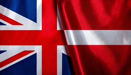 Fototapeta premium イギリスとラトビアの国旗。(UK flag and Latvia flag.) 