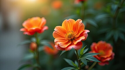 Close-up view of vibrant orange flowers in a garden.