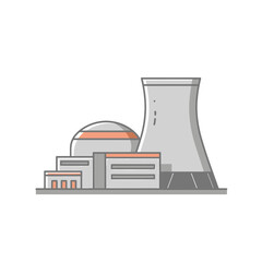 Pixel Art Illustration of a Nuclear Power Plant with Gray and Orange Color Scheme