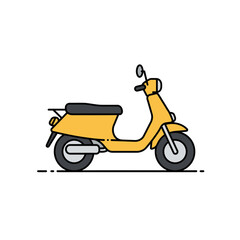 Obraz premium Yellow Scooter Illustration: Side View, Minimalist Vector Design