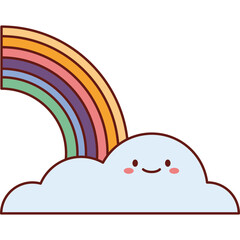 Rainbow Cloud Flat Vector Set