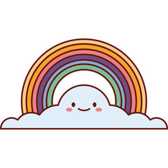 Rainbow Cloud Flat Vector Set