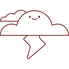 Thunder Cloud Flat Vector Illustration
