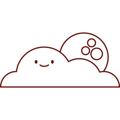 Moon Cloud Flat Vector Set