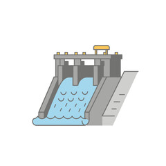 Simple Illustration of a Dam and Water Flowing