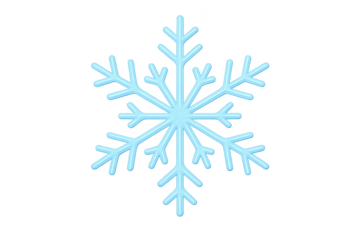 Light blue snowflake on transparent background representing winter holidays