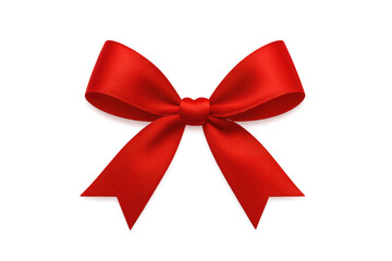 Shiny red ribbon bow on transparent background representing celebration