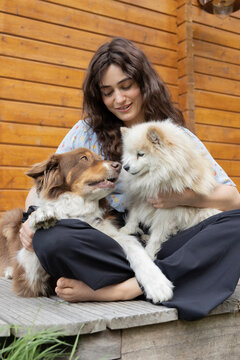 cuddling wit the dogs