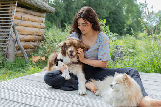 cuddling wit the dog