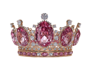 Pink gemstone crown, royal jewelry