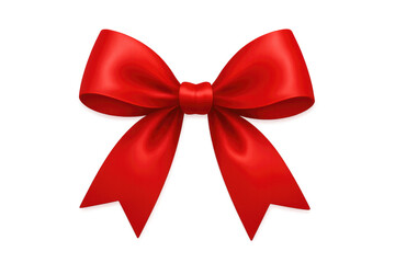 Fototapeta premium Shiny red bow decorating transparent background