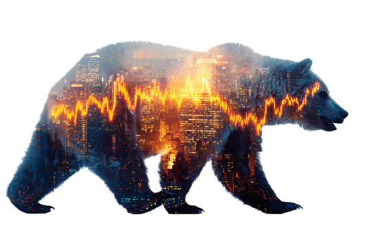 Bear Market: Cityscape & Stock Chart