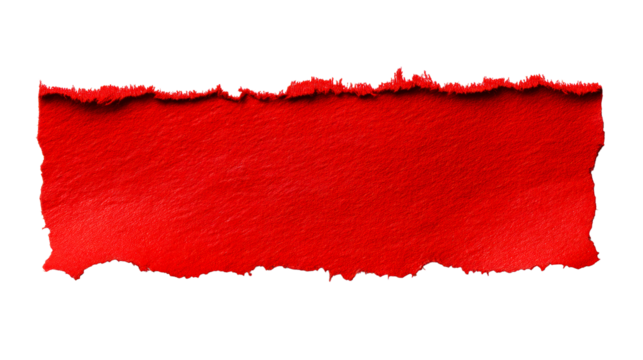 Ripped Red Textured Paper Edge with Shadow on White PNG
