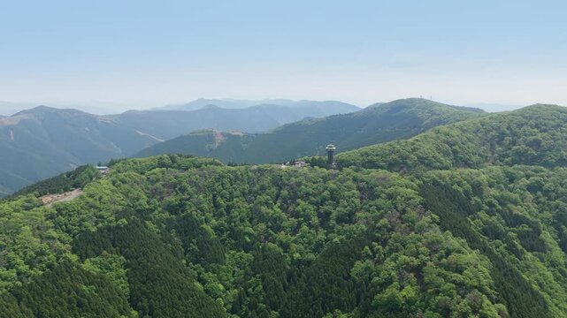 護摩壇山　和歌山県田辺市・奈良県十津川村　Drone Shot of Mount Gomadan in Early Summer &ndash; Wakayama & Nara Border
