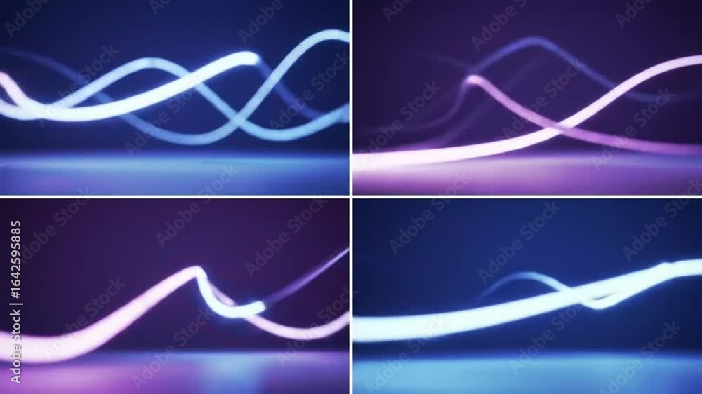 Aufkleber vibrant glowing lines weave dynamic abstract patterns above a reflective , evoking concepts of energ