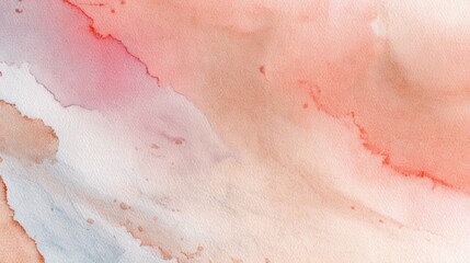 Fototapeta premium Watercolor wash showing a gradient of coral and light blue hues on paper