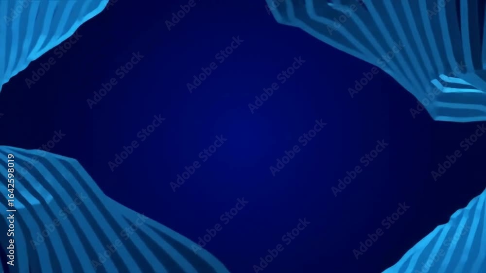 Poster modern abstract background featuring deep blue tones and dynamic light blue wavy lines framing a cen