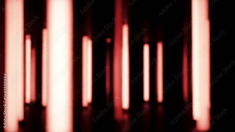Poster abstract glowing light pillars illuminate a dark space, creating a futuristic and mesmerizing visual