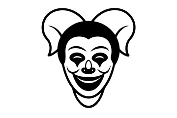 Clown Mask vector silhouette illustration isolated on white background