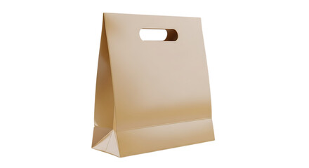 Simple brown paper gift bag with handle isolated on transparent background