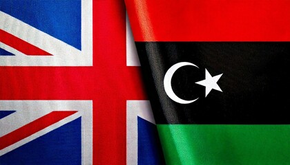 イギリスとリビアの国旗。(UK flag and Libya flag.)
