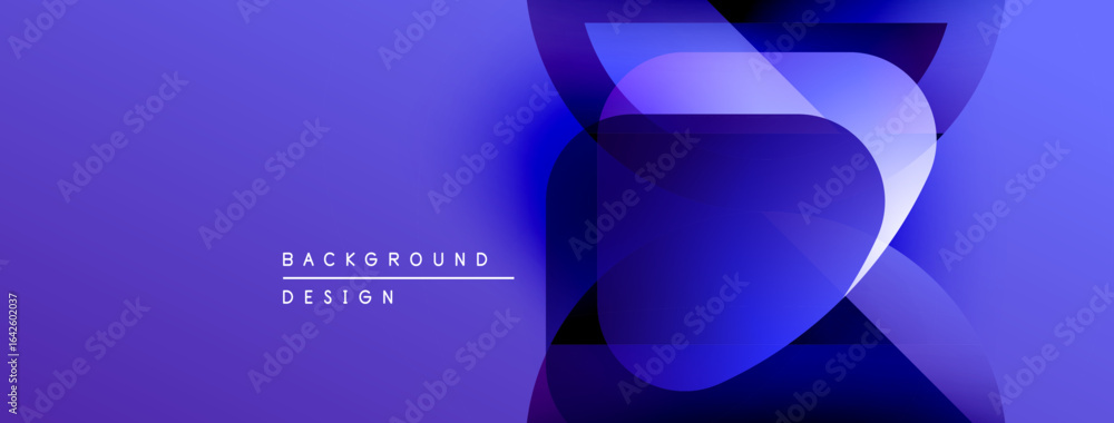 Poster abstract purple background. overlapping shapes create dynamic visual effect. modern design elements 