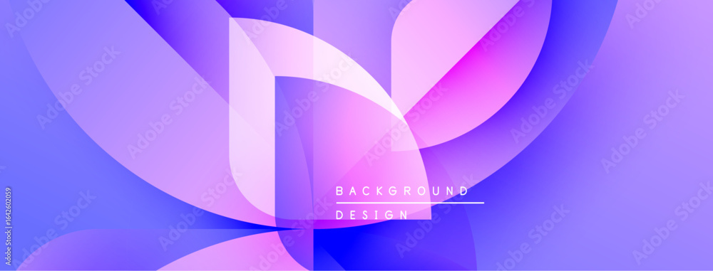Poster abstract design features flowing purple, pink, blue shapes. gradient colors create dynamic visual ef