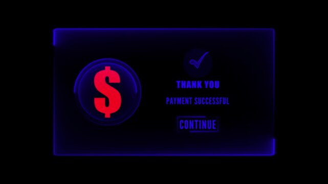 Payment Successful Screen with Dollar Symbol and Continue Button