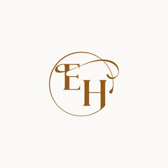 circle fows wedding logo EH luxurius feeling with flow monogram elegant style letter