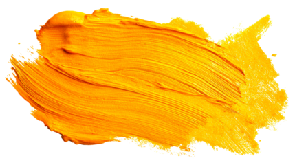 Orange Oil Paint Brush Stroke on Transparent Background