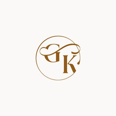 circle fows wedding logo monogram elegant style letter luxurius feeling with flow GK