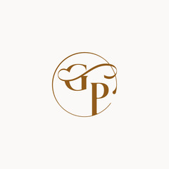 circle fows wedding logo monogram elegant style letter luxurius feeling with flow GP