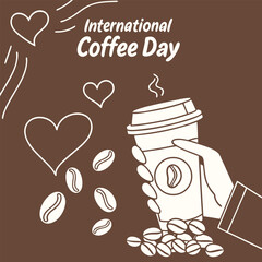 Hand holding coffee cup on International Coffee Day