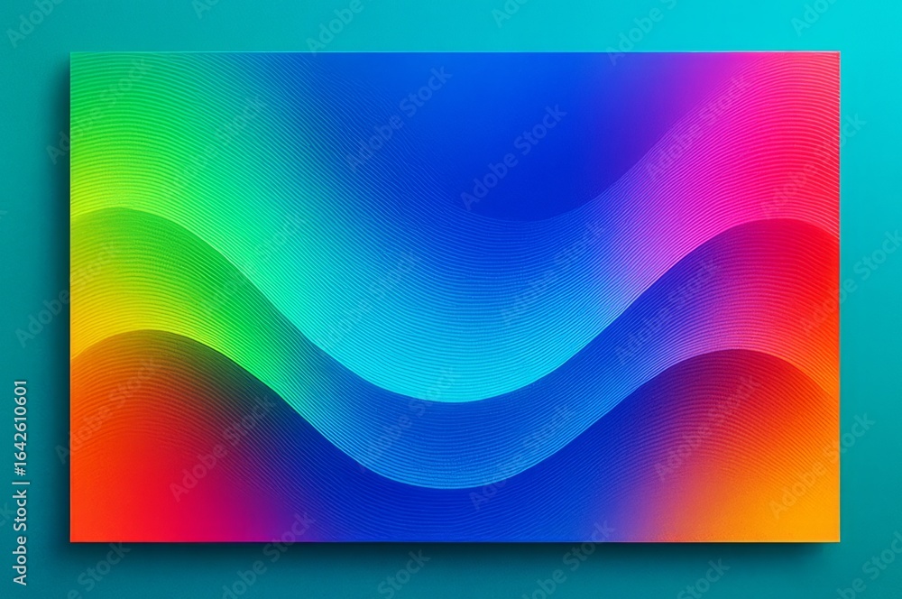 Poster abstract colorful wave graphics with smooth light gradients on textured background, creating a dynam