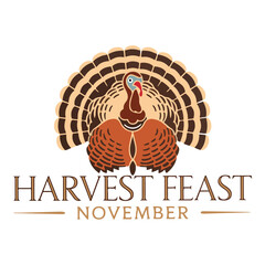 Elegant Thanksgiving Turkey Emblem in Autumn Colors

