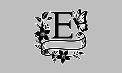 About text word typography black and white monogram design