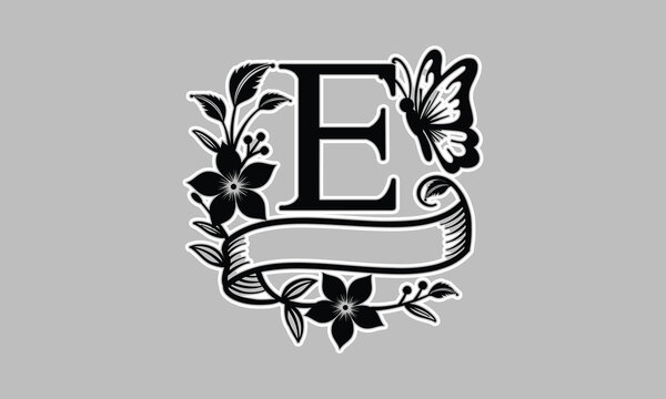 About text word typography black and white monogram design