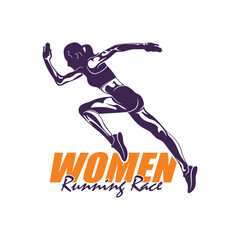 Women Running logo design vector. Silhouette Woman Running Template Illustration