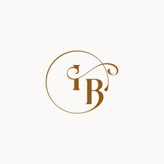 circle fows wedding logo monogram elegant style letter luxurius feeling with flow IB